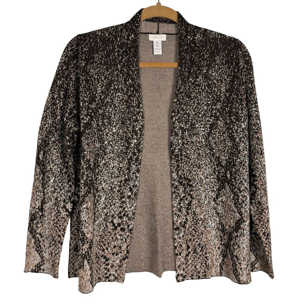 Chico's Brown Ombre Snakeskin Wool Blend Sweater Women's Size 0 Small